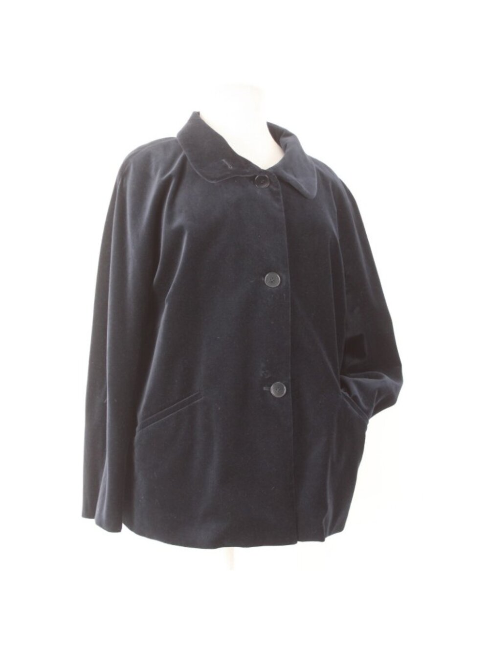 Talbots Jacket Sz 22W Navy Velour Collared Pockets Cotton Polyester Jacket - Picture 4 of 9